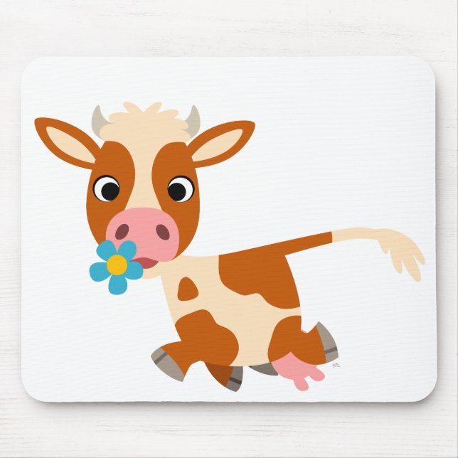 Tapis De Souris Joli dessin Trotting Cow Mousepad (Devant)