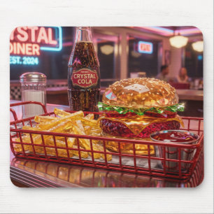 Tapis De Souris Joli diner rétro Burger et frites cristallins