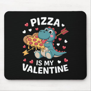 Tapis De Souris Joli dinosaure tenant une pizza pour une joyeuse S