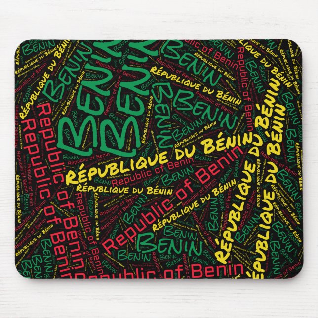 Tapis De Souris Joli drapeau du Bénin couleurs Patriotique Souris (Devant)