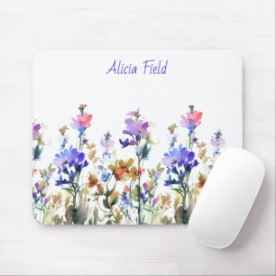 Tapis De Souris Joli Fleurs sauvages aquarelle   votre nom