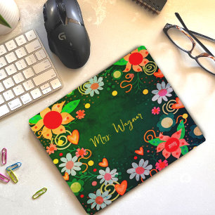 Tapis De Souris Joli Floral Personnalisé Green Enseignant Mousepad