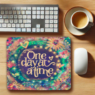 Tapis De Souris Joli floral un jour à la fois Citation Inspiribili