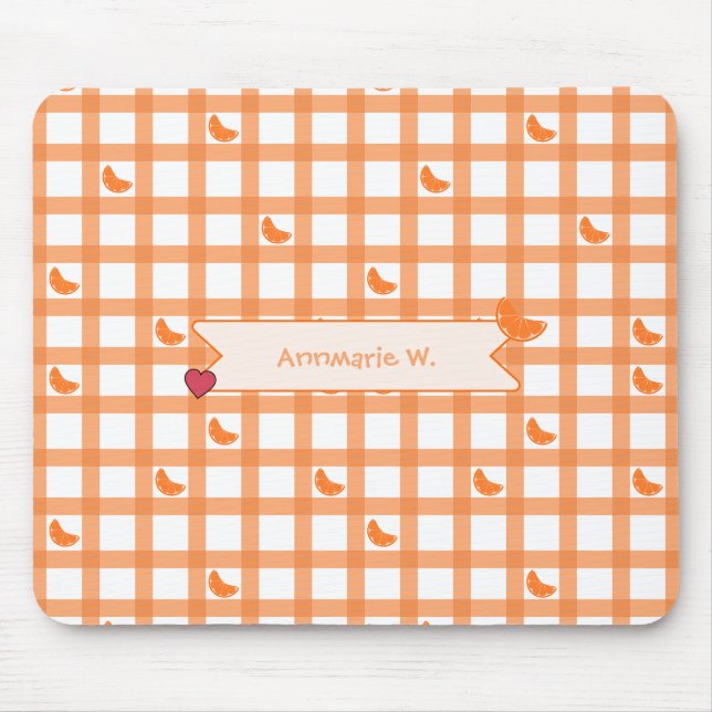 Tapis De Souris Joli Gingham Orange (Devant)