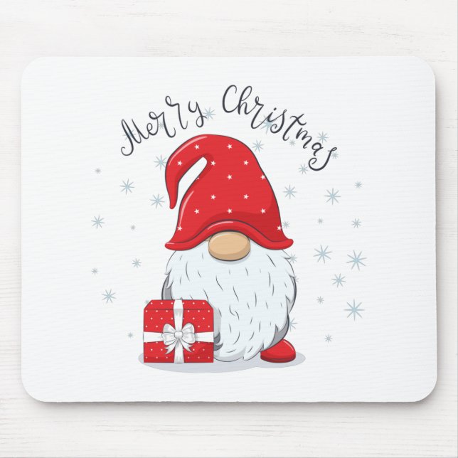 Tapis De Souris Joli gnome Joyeux Noël. (Devant)