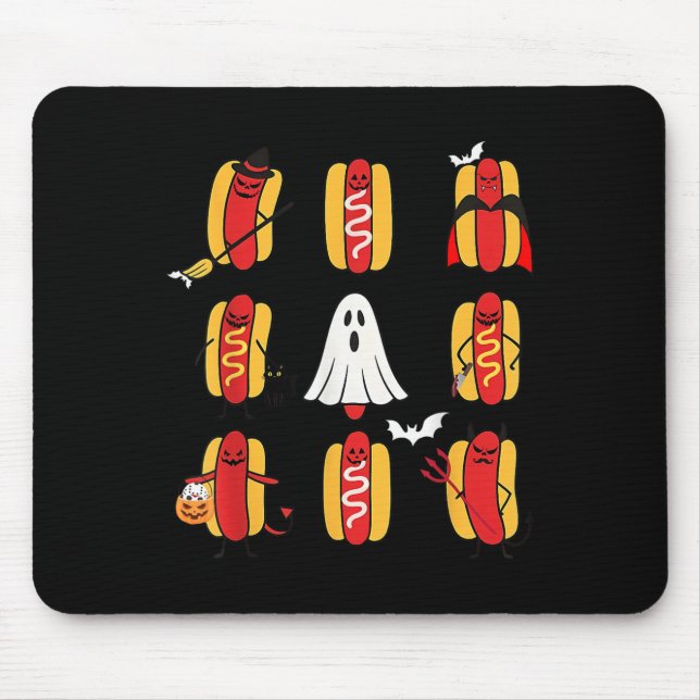 Tapis De Souris Joli Halloweiners Hot Dog Ghosts Halloween C (Devant)