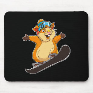 Tapis De Souris Joli Hamster De Snowboard Avec Lunettes
