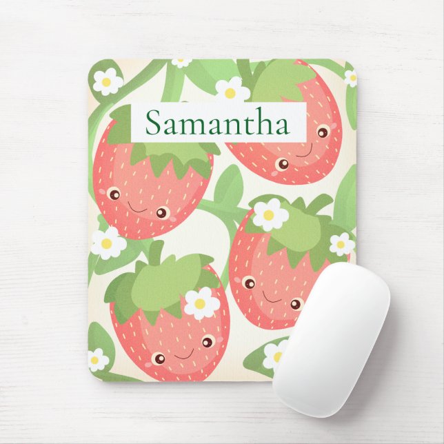 Tapis De Souris Joli jardin de fraises  (Avec souris)