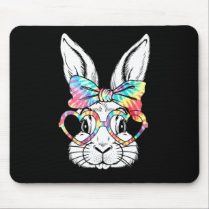 Tapis De Souris Joli lapin lapin Face Tie Dye Gles Girl Happy Eas