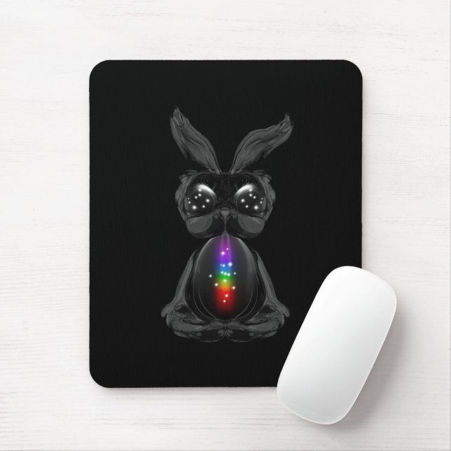 Tapis De Souris Joli lapin noir avec Soul arc-en-ciel Chakra (Avec souris)