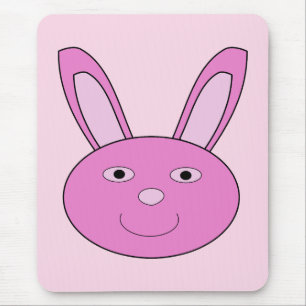 Tapis De Souris Joli Lapin Rose Féminin Visage Printemps Pâques