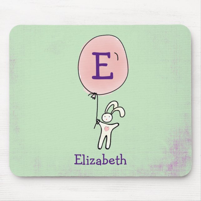 Tapis De Souris Joli lapin tenant un ballon (Devant)