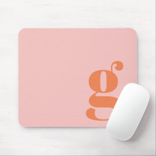 Tapis De Souris Joli lettrage rétro monogramme rose pastel orange 