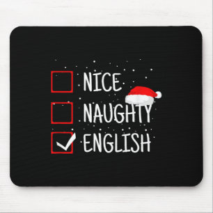 Tapis De Souris Joli Méchant Liste de vérification de Noël anglais