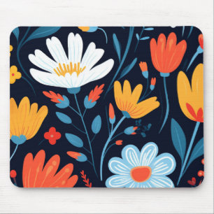 Tapis De Souris Joli modèle floral noir féminin
