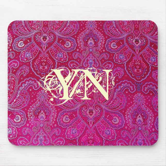 Tapis De Souris Joli monogramme de Paisely (Devant)