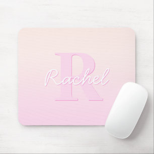 Tapis De Souris Joli monogramme personnalisable Dégradé pêche et