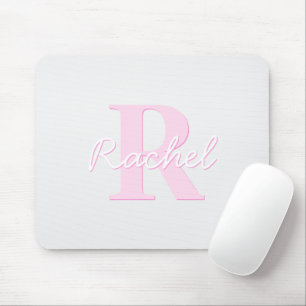 Tapis De Souris Joli monogramme personnalisable Rose ombré et gr