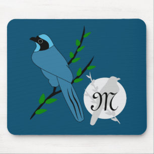 Tapis De Souris Joli monogramme turquoise de Jay Bird