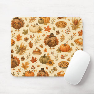 Tapis De Souris Joli motif aquarelle de Thanksgiving avec des dind