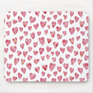Tapis De Souris Joli motif de cœur d'amour aquarelle rose