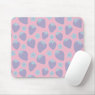 Tapis De Souris Joli motif de fraises en lilas et bleu