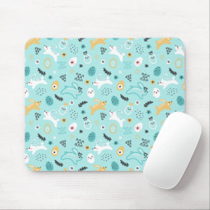 Tapis De Souris Joli motif de lapin de Pâques Lapins kawaii Œufs
