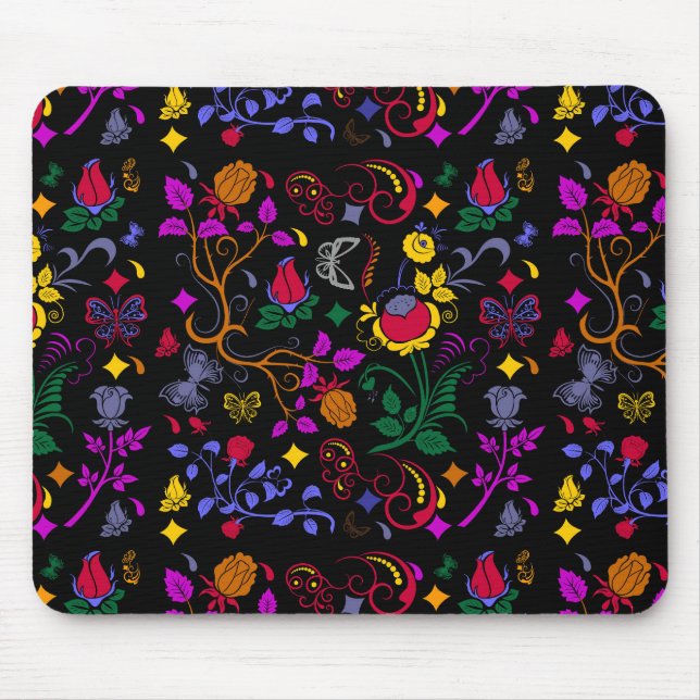 Tapis De Souris Joli motif floral coloré (Devant)