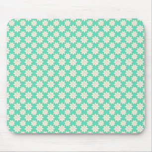 Tapis De Souris Joli motif floral Fleurs blanches sur fond vert me