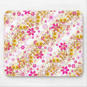 Tapis De Souris Joli motif floral rayé féminin