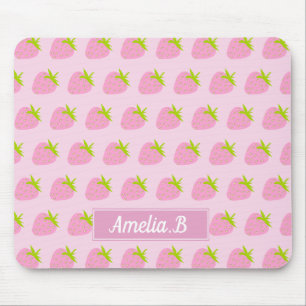 Tapis De Souris Joli motif personnalisé de fraise rose féminine