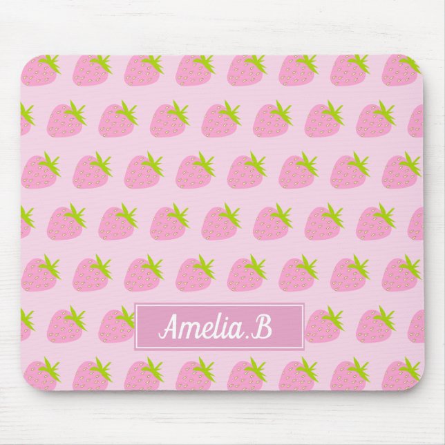Tapis De Souris Joli motif personnalisé de fraise rose féminine (Devant)