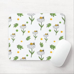 Tapis De Souris Joli motif sans couture de marguerite et d'abeille