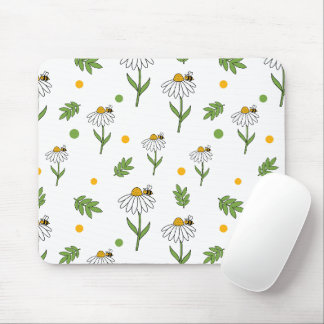 Tapis De Souris Joli motif sans couture de marguerite et d'abeille