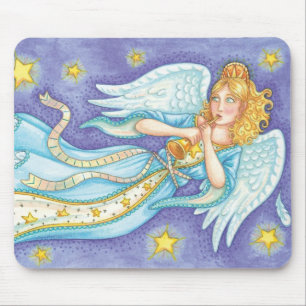 Tapis De Souris Joli Noël, Ange Musicien Jouant de Son Cor