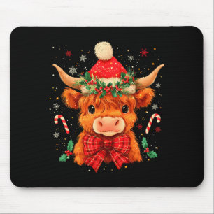 Tapis De Souris Joli Noël Vache des Highlands Meuh Noël Génisse Sa