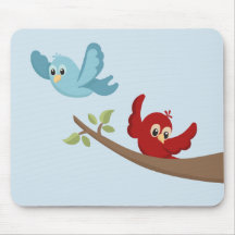 Joli oiseau de dessin animé rouge et bleu avec bra