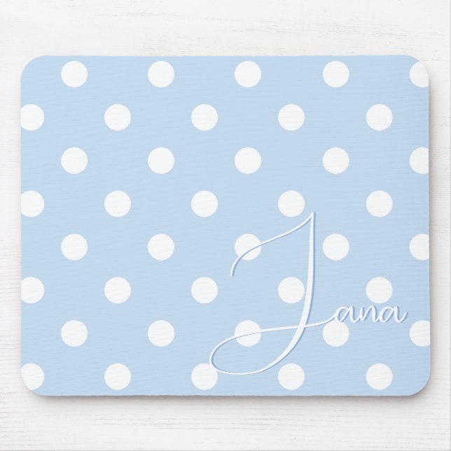 Tapis De Souris Joli Pastel Blue Mousepad Avec Votre Nom Personnal (Devant)