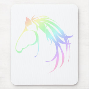 Tapis De Souris Joli Pastel Pink & Blue Horse Head Logo