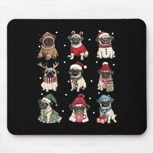 Tapis De Souris Joli Père Noël Carlin Drôle Noël Lumières Chiens A