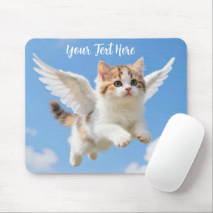 Tapis De Souris Joli Petit Chat Calico Tabby Volant Ciel Bleu