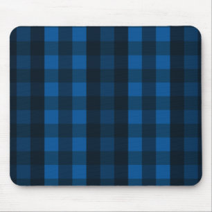 Tapis De Souris Joli plaid noir et bleu