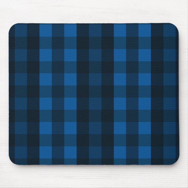 Tapis De Souris Joli plaid noir et bleu (Devant)