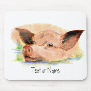 Tapis De Souris Joli porc dans la boue, animal de ferme, Humour
