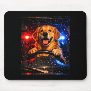 Tapis De Souris Joli retriever golden conduisant une voiture blagu