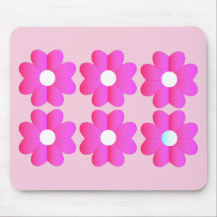Tapis De Souris Joli simple rose blanc fleurs graphiques art