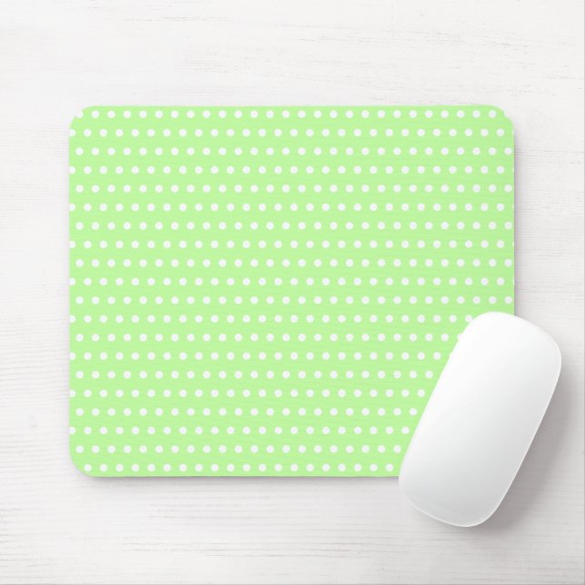 Tapis De Souris Joli vert clair avec peu de Pois blancs (Avec souris)