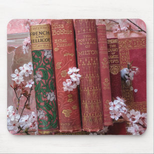 Tapis De Souris Joli vieux livres & Blossoms