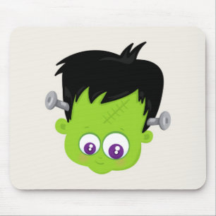 Tapis De Souris Joli visage de monstre de Frankenstein vert pour H
