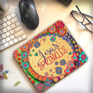 Tapis De Souris Joli WhimsicalJésus Sprinkit Inspirivity Coloré